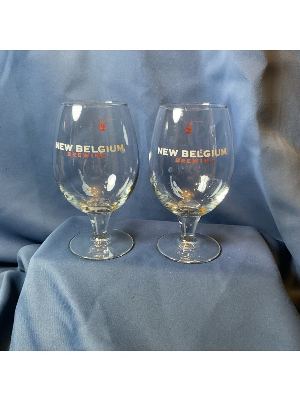 New Belgium Brewing Beer Chalice Glasses Set of 2 Stemmed Craft Beer Goblets